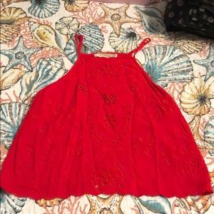 Red cutout tank top